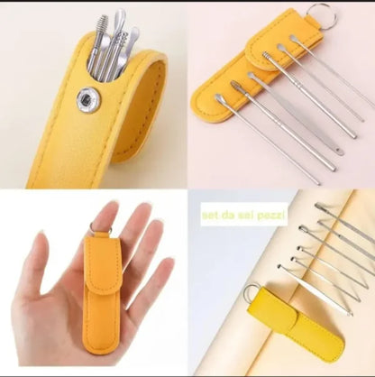 Ear Wax Cleaning Kit, 6 Pcs Ear Pick Tools, Wax Removal Kit, Ear Cleaning Tool Set, Spring Earwax Cleaner Tool Ear Wax Remover