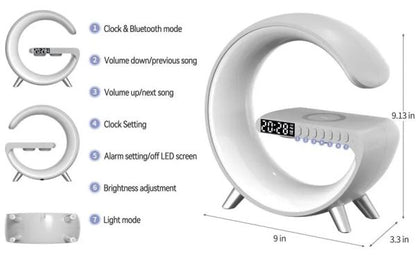 G63 Rgb Light Bluetooth Speaker With 10w Wireless Charging 4 In 1 Led Atmosphere Rgb Night Light Alarm Clock Desk Lamp