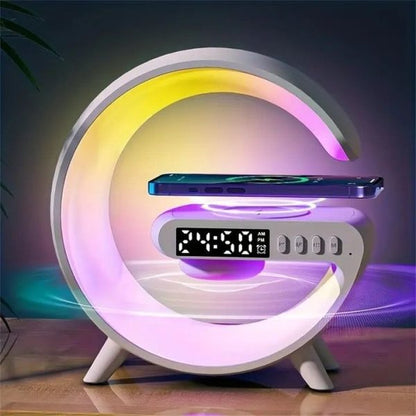 G63 Rgb Light Bluetooth Speaker With 10w Wireless Charging 4 In 1 Led Atmosphere Rgb Night Light Alarm Clock Desk Lamp