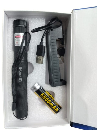 Rl-303 Green Laser Pointer – Rechargeable With Lock Key, Charger & Ideal For Teaching, Astronomy, Presentations & More