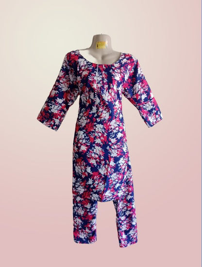 Women’s Floral Printed Two-piece Stitched Suit – Kurta And Pajama Set | Comfortable & Stylish Casual Wear